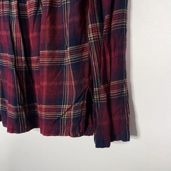 Cloth & Stone XSmall XS Red Blue Plaid Off The Shoulder Blouse Top Long Sleeve - Picture 4 of 7